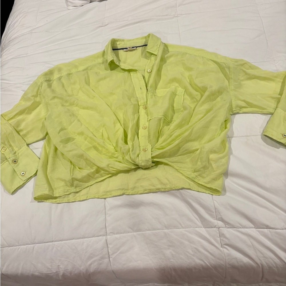Pilcro Light Green Button-Up Shirt